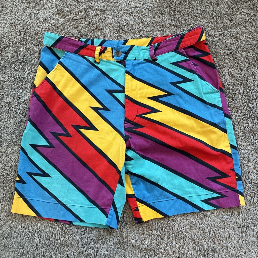 Loudmouth Unisex Multicolor Geometric Shorts size 34 Golf Zigzag